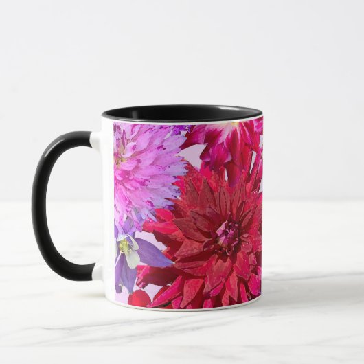 Hot Pink Abstract Floral Dahlia Coffee マグカップ (左)