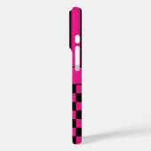 Hot Pink and Black Checkered Striped Personalized Case-Mate iPhoneケース (裏面 / 左)