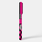 Hot Pink and Black Checkered Striped Personalized Case-Mate iPhoneケース (裏面 / 右)