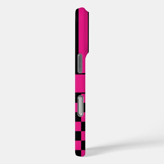 Hot Pink and Black Checkered Striped Personalized Case-Mate iPhoneケース (裏面 / 右)