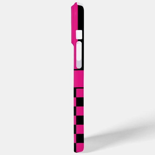 Hot Pink and Black Checkered Striped Personalized Case-Mate iPhoneケース (裏面 / 左)