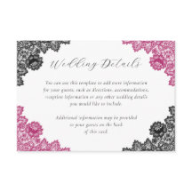Hot Pink and Black Floral Lace Wedding Details