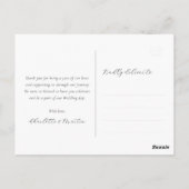 Hot Pink and Black Floral Lace Wedding Thank You ポストカード (裏面)