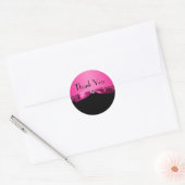 Hot PInk and Black Thank You Sticker ラウンドシール (封筒)