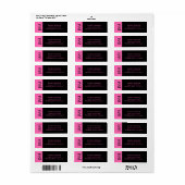 Hot Pink and Black Wedding Return Address Label ラベル (フルシート)