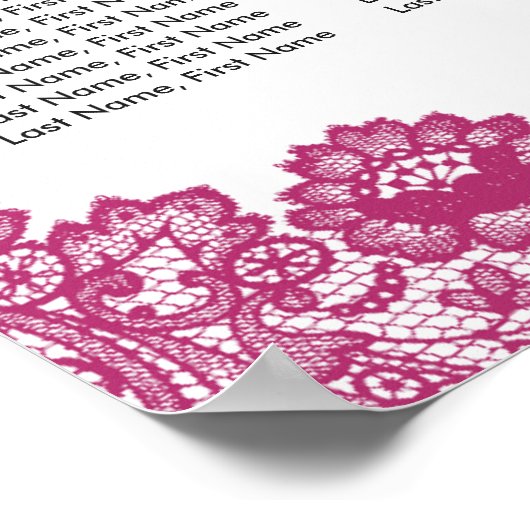 Hot Pink and Black Wedding Seating Chart 12 ポスター (角)