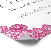 Hot Pink and Black Wedding Welcome Sign ポスター (角)
