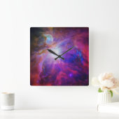 Hot Pink and Blue Celestial Art Orion Nebula Photo スクエア壁時計 (ホーム)