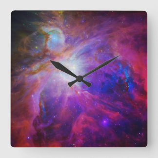 Hot Pink and Blue Celestial Art Orion Nebula Photo スクエア壁時計