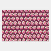 Hot Pink and Gold Elegant Flowers ラッピングペーパーシート (正面3)