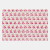 Hot Pink and Gold Elegant Flowers ラッピングペーパーシート (正面2)
