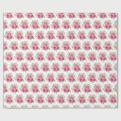 Hot Pink and Gold Elegant Flowers ラッピングペーパー (フラット)