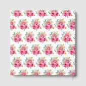 Hot Pink and Gold Elegant Flowers Birthday Party ゲストブック (裏面)