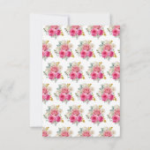 Hot Pink and Gold Elegant Flowers Sweet Sixteen 出欠カード (裏面)