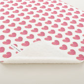 Hot Pink and Golden effect Elegant Heart シェルパブランケット (3/4)