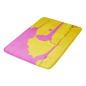 Hot Pink and Neon Yellow Abstract Paint Drip バスマット (アングル)