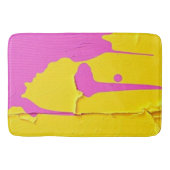 Hot Pink and Neon Yellow Abstract Paint Drip バスマット (正面)