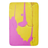 Hot Pink and Neon Yellow Abstract Paint Drip バスマット (正面縦)