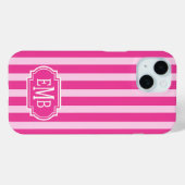 Hot Pink and Pink Monogrammed Stripes Case-Mate iPhoneケース (裏面 (横))