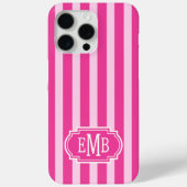 Hot Pink and Pink Monogrammed Stripes Case-Mate iPhoneケース (裏面)