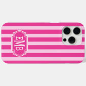 Hot Pink and Pink Monogrammed Stripes Case-Mate iPhoneケース (裏面 (横))