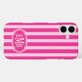 Hot Pink and Pink Monogrammed Stripes Case-Mate iPhoneケース (裏面 (横))