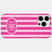Hot Pink and Pink Monogrammed Stripes Case-Mate iPhoneケース (裏面 (横))