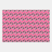 Hot Pink and Silver Elegant Flowers ラッピングペーパーシート (正面3)