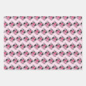 Hot Pink and Silver Elegant Flowers ラッピングペーパーシート (正面2)