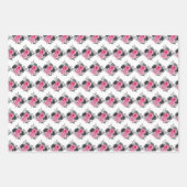 Hot Pink and Silver Elegant Flowers ラッピングペーパーシート (正面)