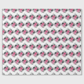 Hot Pink and Silver Elegant Flowers ラッピングペーパー (フラット)