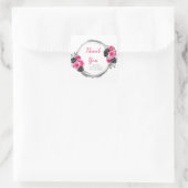 Hot Pink and Silver Elegant Flowers Birthday Party スクエアシール (バッグ)