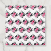 Hot Pink and Silver Elegant Flowers Birthday Party フェイバータグ (裏面)