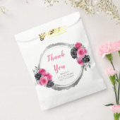 Hot Pink and Silver Elegant Flowers Birthday Party フェイバーバッグ (封をした状態)