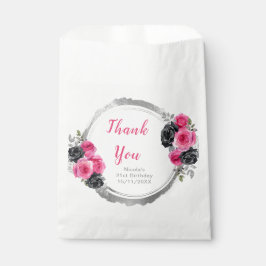 Hot Pink and Silver Elegant Flowers Birthday Party フェイバーバッグ