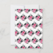 Hot Pink and Silver Elegant Flowers Sweet Sixteen 出欠カード (裏面)