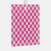 Hot pink and tan checkerboard pattern ガラスオーナメント (正面右)