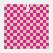 Hot pink and tan checkerboard pattern ガラスオーナメント (裏面)