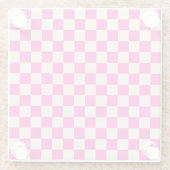 Hot pink and tan checkerboard pattern ガラスコースター (裏面)