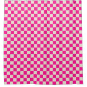 Hot pink and tan checkerboard pattern シャワーカーテン (正面)