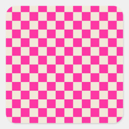 Hot pink and tan checkerboard pattern スクエアシール