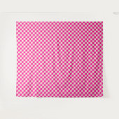 Hot pink and tan checkerboard pattern タペストリー (正面(横))