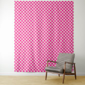 Hot pink and tan checkerboard pattern タペストリー (インサイチュ)