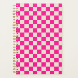 Hot pink and tan checkerboard pattern プランナー手帳