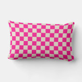 Hot pink and tan checkerboard pattern ランバークッション (裏面)