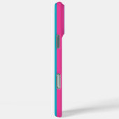 Hot Pink and Turquoise Monogrammed Stripes Case-Mate iPhoneケース (裏面 / 右)