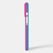 Hot Pink and Turquoise Monogrammed Stripes Case-Mate iPhoneケース (裏面 / 左)