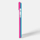 Hot Pink and Turquoise Monogrammed Stripes Case-Mate iPhoneケース (裏面 / 左)