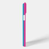 Hot Pink and Turquoise Monogrammed Stripes Case-Mate iPhoneケース (裏面 / 右)