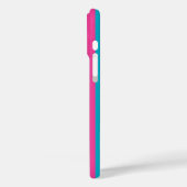 Hot Pink and Turquoise Monogrammed Stripes Case-Mate iPhoneケース (裏面 / 左)